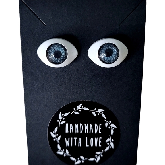 Handcrafted Eye Design Resin Earrings NWT - Picture 4 of 4